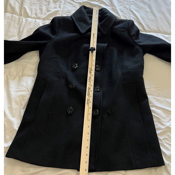 Womens London Fog Double-Breasted Lined Black Wool Blend Pea Coat Size S - Picture 13 of 14